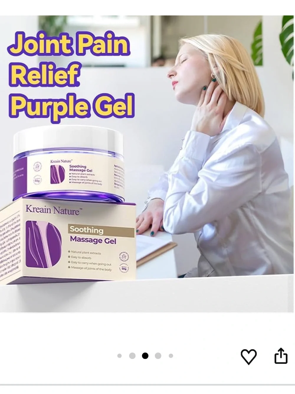 Kreain Soothing Massage Gel, joint pain relief purple gel, 2 boxes bundle